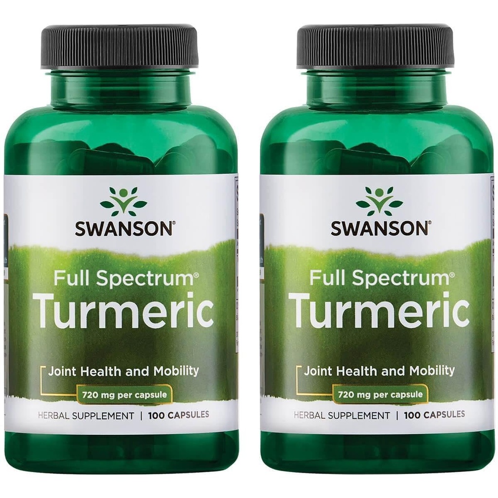 Swanson Premium Brand Turmeric Curcumin Antioksidantti Yhteinen terveys Maksa Detox Mood ja muisti tuki täydentää Curcuma Longa (Rhizome) 1,44 Grams (1440 mg) 100 kapselia (Pakkaus 2)