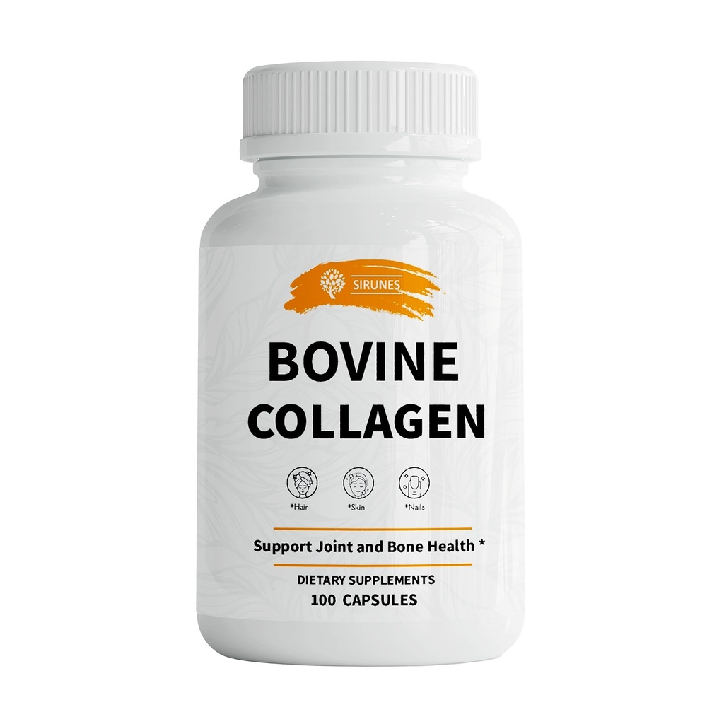 SIRUNES Naudan kollageenin lisäravinteet miehille ja naisille I Hydrolysed Grass Fed Naudan kollageeni Peptides Dietary Supplement for Joint, Nerve & Bone Support - Non-GMO, Anti-Aging - 100 kapselia