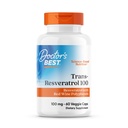 Doctor's Best Trans-Resveratrol 100, Resveratrol Red Wine Polyphenol (ResVinol), Ei-GMO, Gluteeniton, soijaton, Vegan 60 kasvis Caps