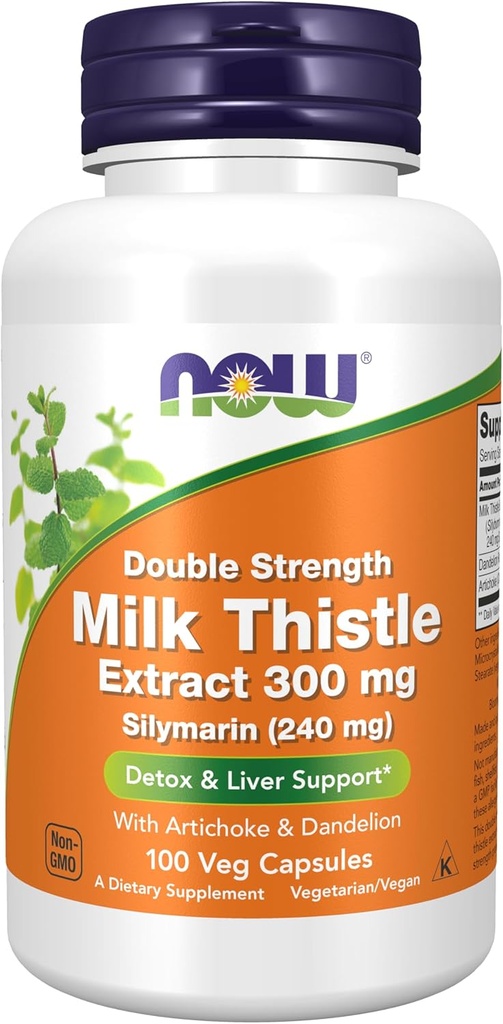 Nyt elintarvikkeiden lisäravinteet, Silymarin Milk Thistle uute 300 mg kanssa artisokka ja Voikukka, Double Strength, tukee maksan toimintaa*, 100 Veg kapselia