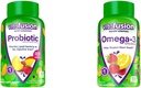 Vitafusion Probiotic Gummy Supplements, Raspberry, Peach och Mango Flavors & Omega-3 Gummy Vitaminer, Berry Lemonade Flavored, Heart Health Vitamins (1) med Omega