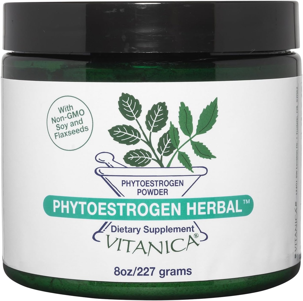 Vitanica Phytoestrogeeni Kasviperäisten ei-GMO PMS, Menopause Relief täydentää naisille, Hormonitasapaino, yöhietteet & Hot Flash Relief, Soy Isoflavones, Vegan, jauhe 8 Oz (Phytoestrogeeni kasviperäisten Pro Logo)