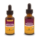 Herb Pharm Ashwagandha & Rhodiola Root Extracts for Energy, Vitality, Endurance & Stamina, Alkoholfri Glycerit & Organic Cane Alkohol, 1 Oz Varje