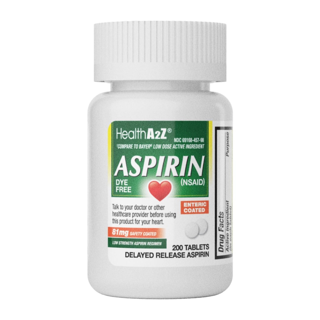 HealthA2Z® Aspirin 81 mg DYE ilmaiseksi 200 mg