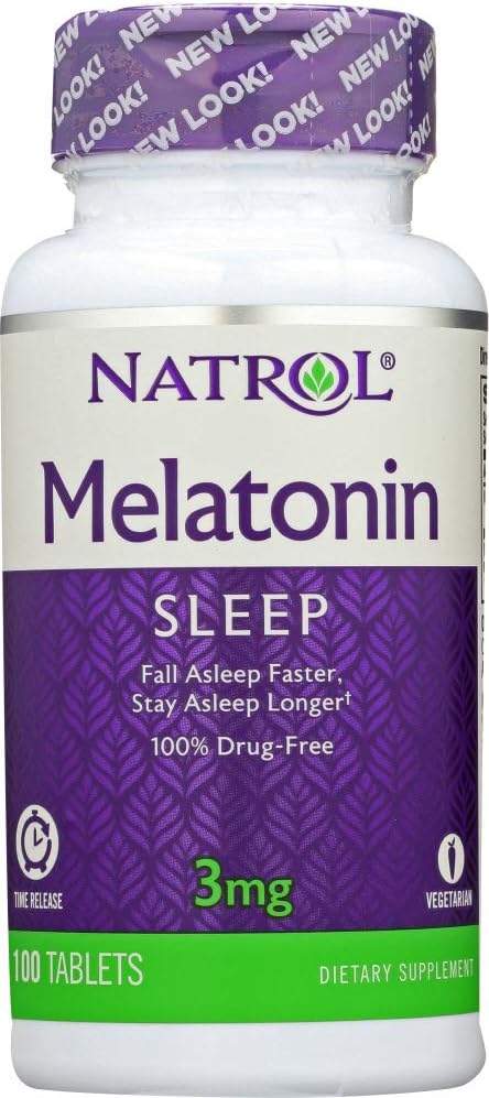 Natrol Melatoniini 3 mg: n uniaikavapautus Ravintolisät 100 ea (pakkaus 4)