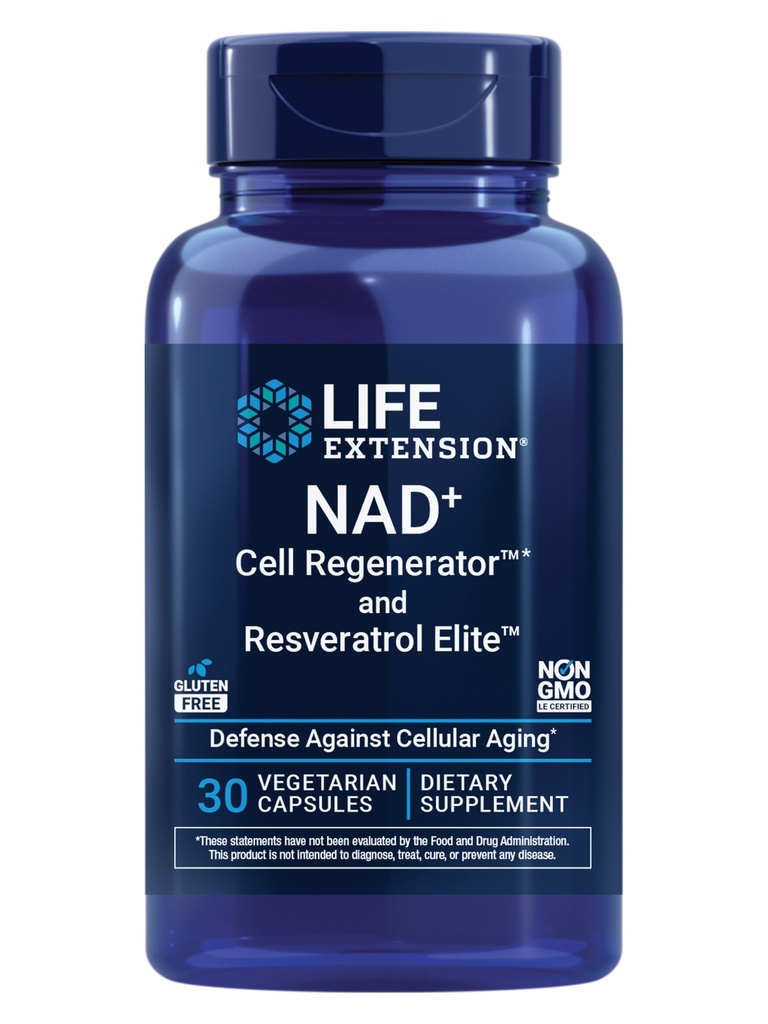 Life Extension NAD+ Cell RegeneratorTM och Resveratrol EliteTM*, nikotinamid riboside, Trans-resveratrol, quercetin, Fisetin, Heart Health, Healthy Aging, Vegetarian, Non-GMO, Gluten Free, 30 Capsules