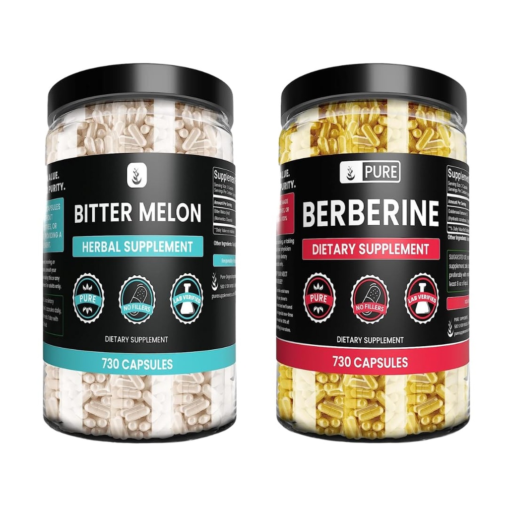 Rena originalingredienser Goldenseal Berberine & Bitter Melon kapslar Bundle, (730 kapslar) No Magnesium eller Rice Fillers
