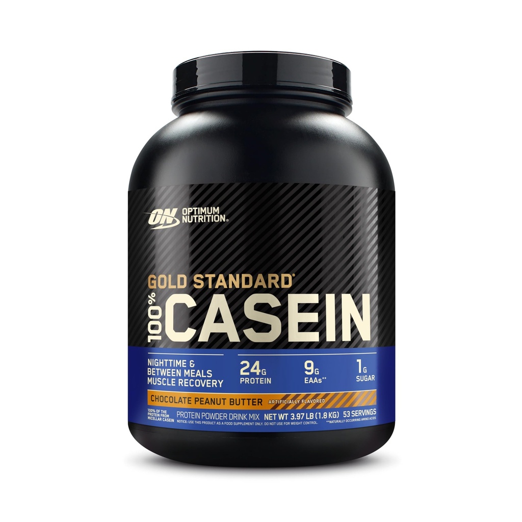 Optimum Nutrition Gold Standard 100% Micellar Casein Protein Powder, hidas digesting, auttaa pitämään sinut täynnä, yön yli lihasten Recovery, Chocolate Peanut Butter, 4 punta (Packaging May Vary)