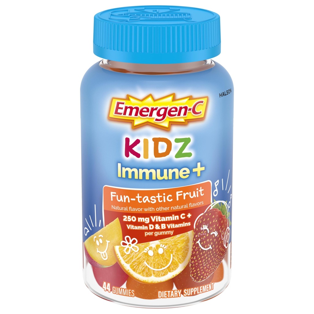 Emergen-C Kidz C-vitamiini Immuunituki Gummies Hauska-tastinen hedelmä 44CT sisältää sinkki, Mangaani, B-vitamiinit ja D-vitamiinin takaisin kouluun Essentials