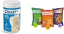 Quest Protein Powder & Chips Bundle - Vanilla Milkshake Powder (24g proteiinia, 1,6lb) + Tortilla Chips Variety Pack (12ct)