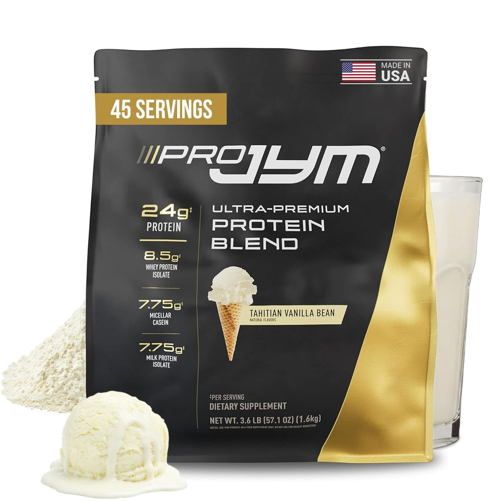 Pro JYM Tahitian Vanilla Protein Powder - Whey Protein Isolates, Casein, & Milk Protein, Lean Muscle Building for Men & Women, JYM Supplement Science, 45 Tarjoilut