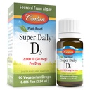 Carlson - Plant-Based Super Daily D3 2000 IU (50 mikrog) per drop, kasvissyöjä D-vitamiini drops, nestemäinen D3-vitamiini, lähde Algae, makuamaton, 90 tippaa (2,54 ml)