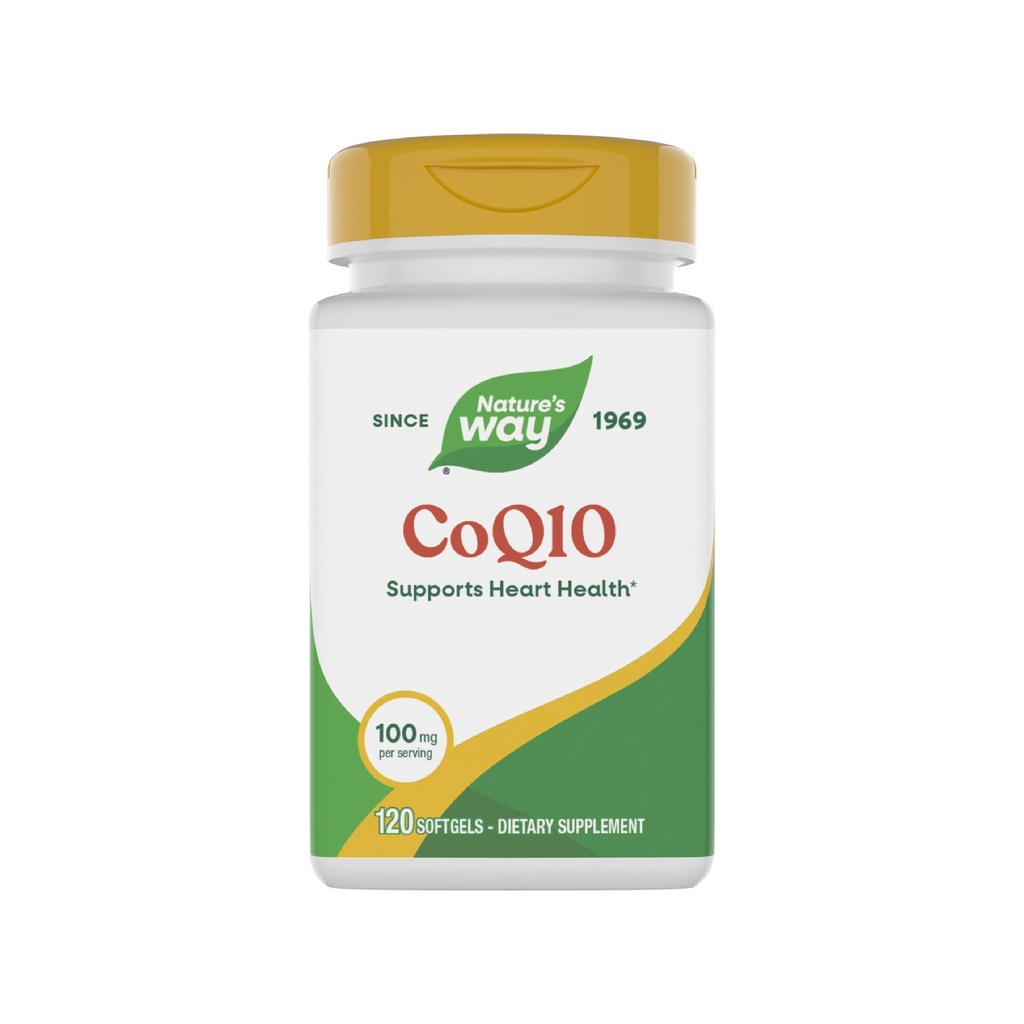 Nature's Way CoQ10 Ubikinonin kanssa, tukee sydänterveyttä*, tukee solun energian tuotantoa*, 100 mg per tarjoilu, 120 Softgels