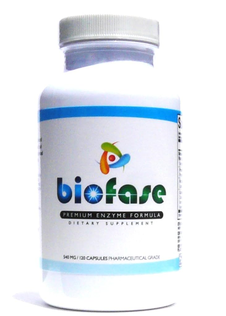 Biofase-Premium-Enzyme-Formula 120 kapselia - Biofilmin puolustus ja digestio - Systemic Enzymes tukemaan suoliston terveyttä - Ei Fillers!