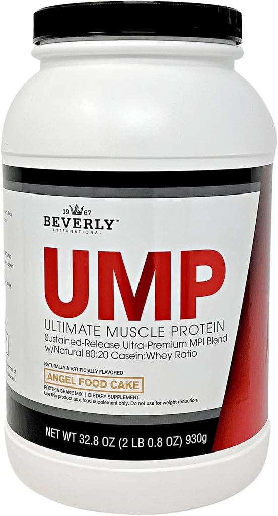 Beverly International UMP Protein Powder, Angel Food Cake. Unique Whey-Casein Ratio bygger Lean Muscle. Lätt att Digest. No Bloat. (32.8 oz) 2lb .8 oz