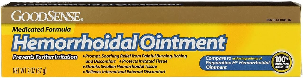 GoodSense Hemorrhoidal Ointment, Phenylephrine HCl, Petrolatum, mineralolja, Relief från Burning, Itching och Discomfort av Hemorrhoids, 2 Ounces