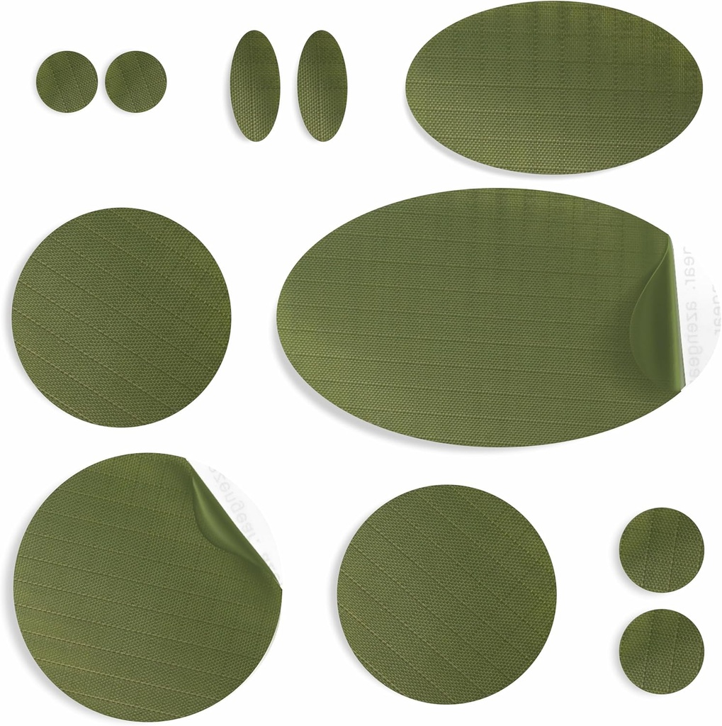 aZengear Repair Patchs for Jackets, Teltant, Shoe Toe, Ilmapatja, puhallettavat, PVC Gear - vedenpitävä, Self-adhesive, Kyynel-Heat-Resistant, Down Puffer takki (11 kpl, Olive)