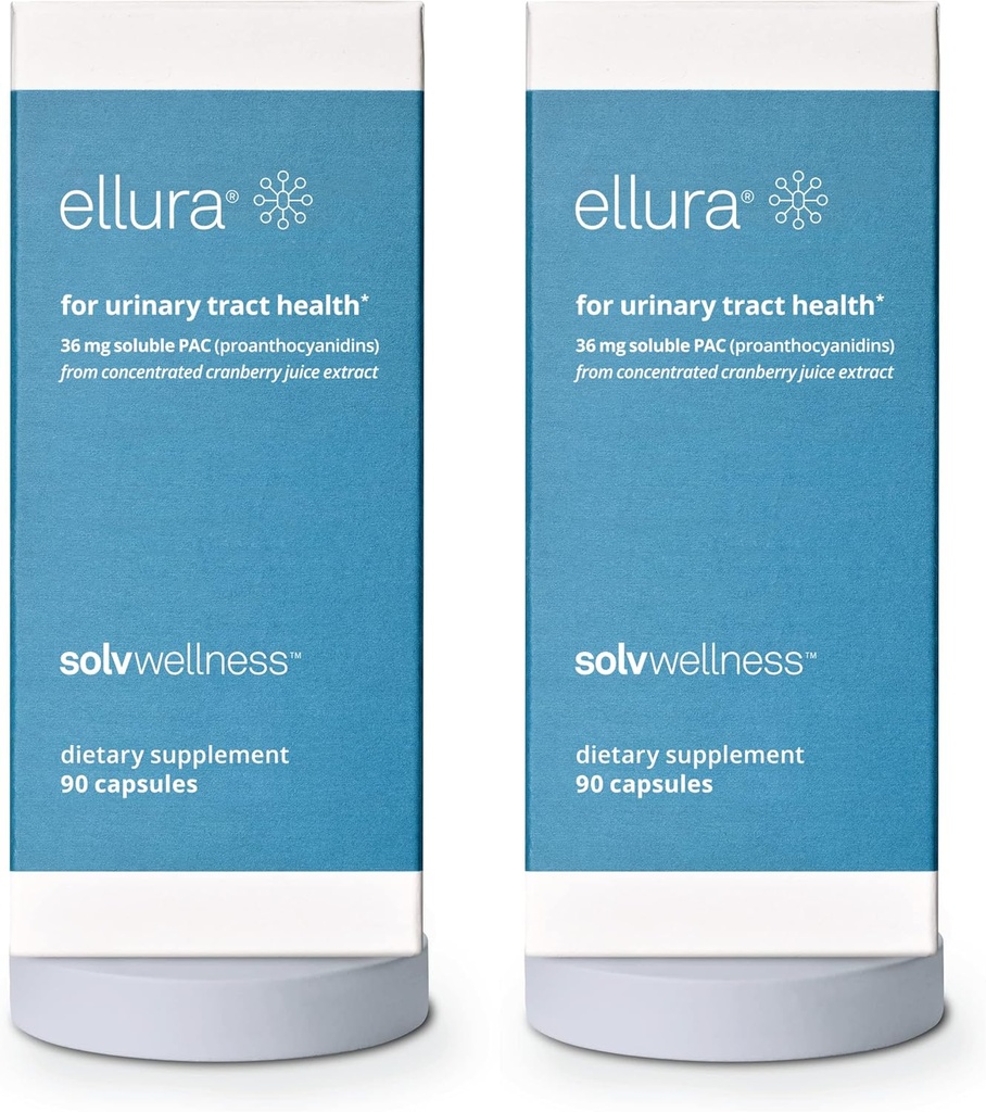 ellura Solv Wellness Clinically Proven Cranberry Supplement: Få framför UTI med 36mg av 100% Bioavailable PAC, 180 kapslar