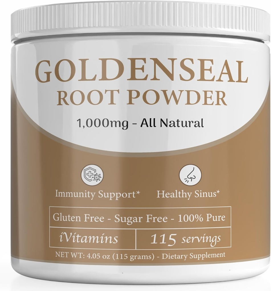 Golden Seal Powder - Golden Seal Powder för Sinus - Goldenseal - Echinacea Goldenseal - Goldenseal Root - Golden Seal - Goldenseal Root Powder Organic - 1000mg per portion - 115 portioner