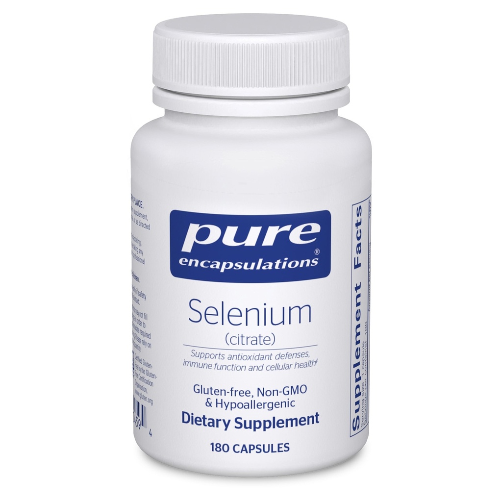 Rena inkapslingar Selen (Citrate) - för Immune System Support & Cellular Health - Antioxidant Supplement - Stöder blodflöde * - Gluten Free & Vegan - 180 kapslar