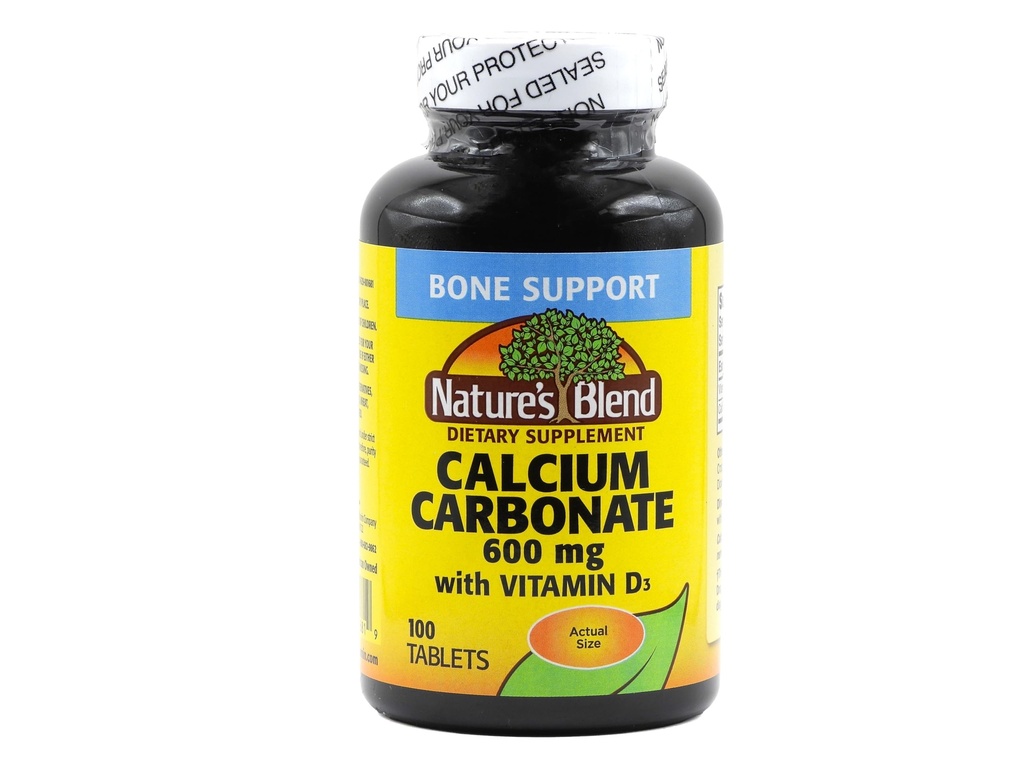 Naturens Blend Calcium Carbonate 600 mg med D3 400 IE 100 tabletter, (Pack of 1), 079854016819