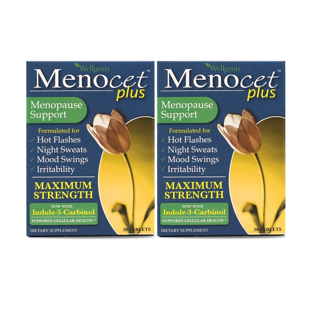 Wellgenix Menocet Plus Menopause Support - All-in-One Menopause Supplement - Daily Relief Feminine Care - Hot Flashs, Night Sweats, Mood Swings & Ärtyvyys - 30 tablettia (paketti 2)