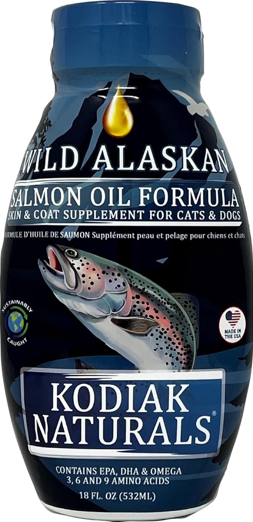 18oz Wild Alaskan Salmon Oil Formula koirat & kissat, tasapainotettu sekoitus puhdasta kalaöljyä EPA ja DHA Wild-Caught Fish. Tuki ihon & takki, nivelet, ja Immuunin terveys.
