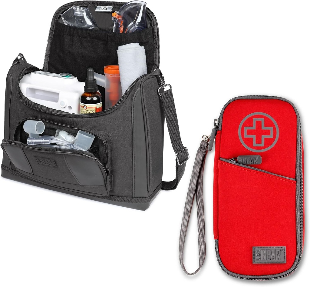 USA GEAR-sumutin kantolaukku + Eristetty astma inhalaattori tapauksessa (punainen) - Bundle