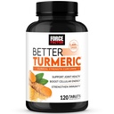 FORCE FACTOR Better Turmeric Curcumin 1600mg Black Pepper & Inkivääri, kliininen vahvuus Joint Support Superior Imeytyminen, 120 tablettia