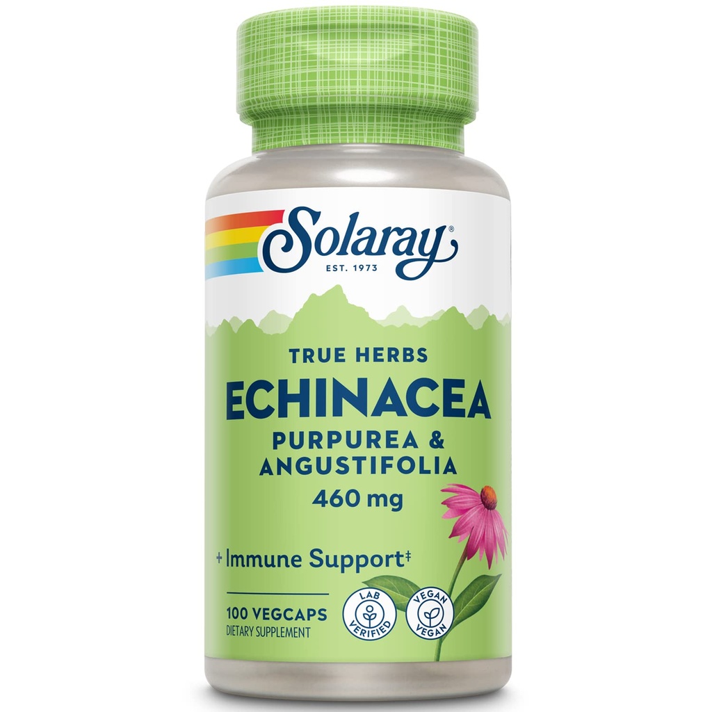 SOLARAY Echinacea Angustifolia & Purpurea Root, Veg Cap (Btl-Plastic) 460 mg 100ct