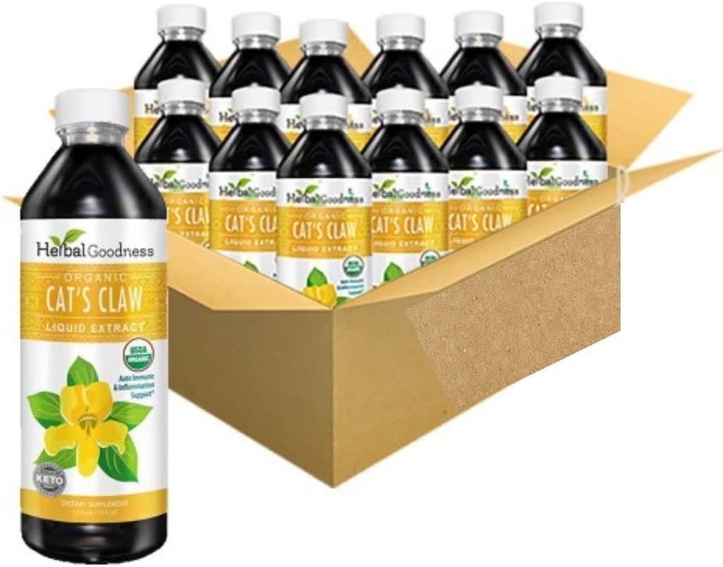 Cat's Claw Liquid Extract -Vegan -Gluteeniton - Organic Cat's Claw Liquid Extract -12oz -Herbal Goodness (Pakkaus 12)
