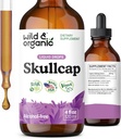 Wild & Organic Skullcap Herb Tincture - Skullcap täydentää mielialatuki - rentouttava nesteuute tippa - Vegan, sokeri ja alkoholiton - 4 fl oz