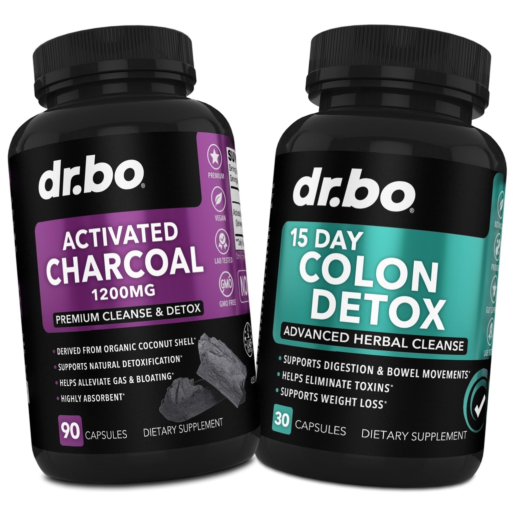 Aktiivinen Charcoal & Colon Cleanser Detox - Organic Coconut Charcoal pillereitä & Colon Cleanse for Smach Gas Bloat & Säännöllisyys - Bowel Movement Lisäravinteet vatsan turvotus, Gut tuki