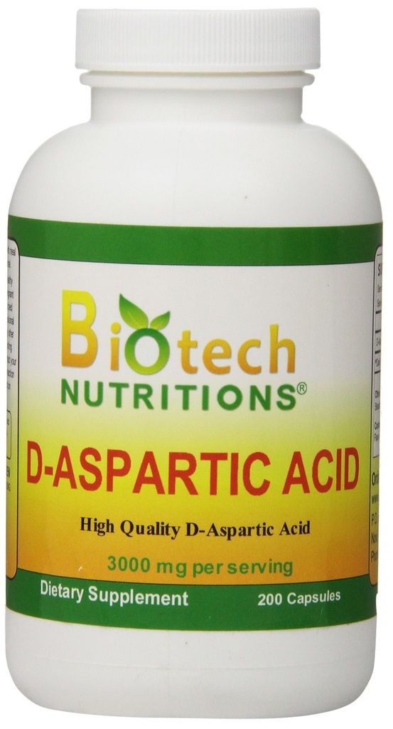 D-aspartiinihapon ravintolisä, 3000 mg., 200