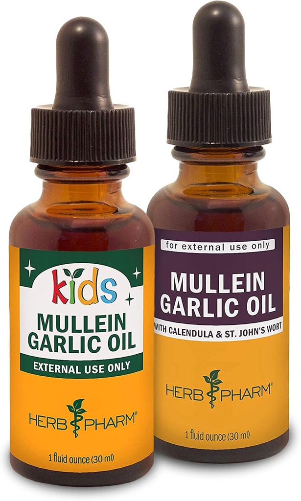 Herb Pharm Mullein Garlic Oil, 1 Oz och Kids Mullein Garlic Oil, 1 Oz Herbal Gift Set