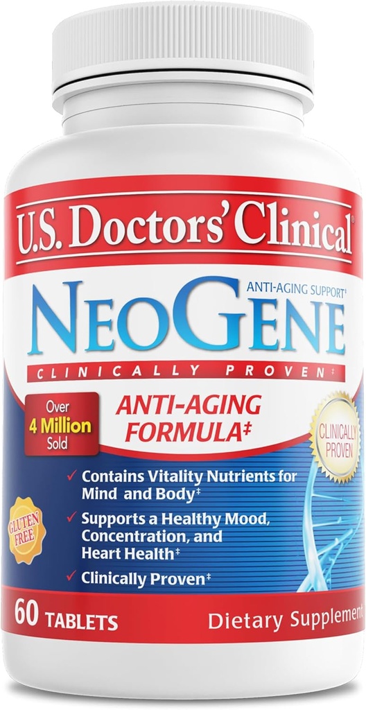 U.S. Lääkärit. Clinical NeoGene (Aiemmin) GH3 Kliinisesti todistettu ikääntyminen tuki täydentää nutrientit tukemaan mielialaa, kognitiota, sydänterveys, antioksidantti tuki [1 kuukausi - 60 ct.]