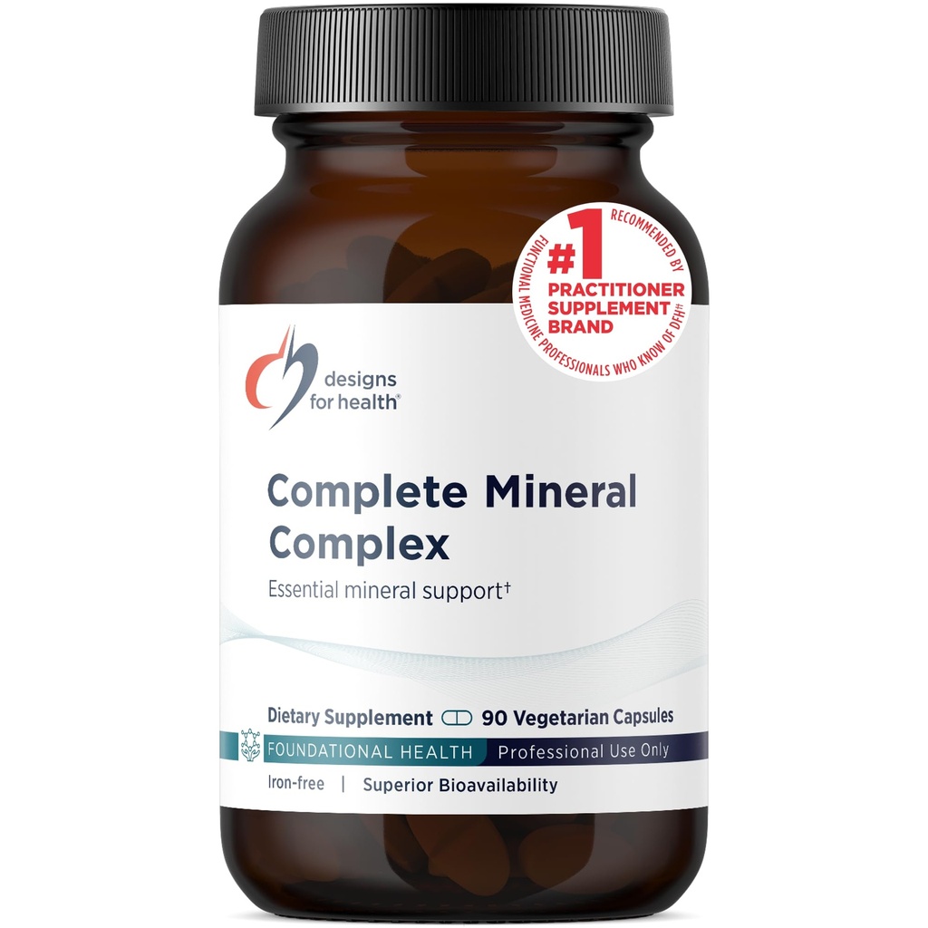 Designs for Health Complete Mineral Complex - Essential + Trace Minerals Supplement with Magnesium Malate, Kromi, Sinkki + More - Iron-free Multi Minerals Blend - Vegan + Gluteeniton (90 kapselia)