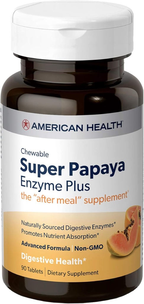 Amerikan terveys Super Papaya Enzyme Plus 90 Chwbls