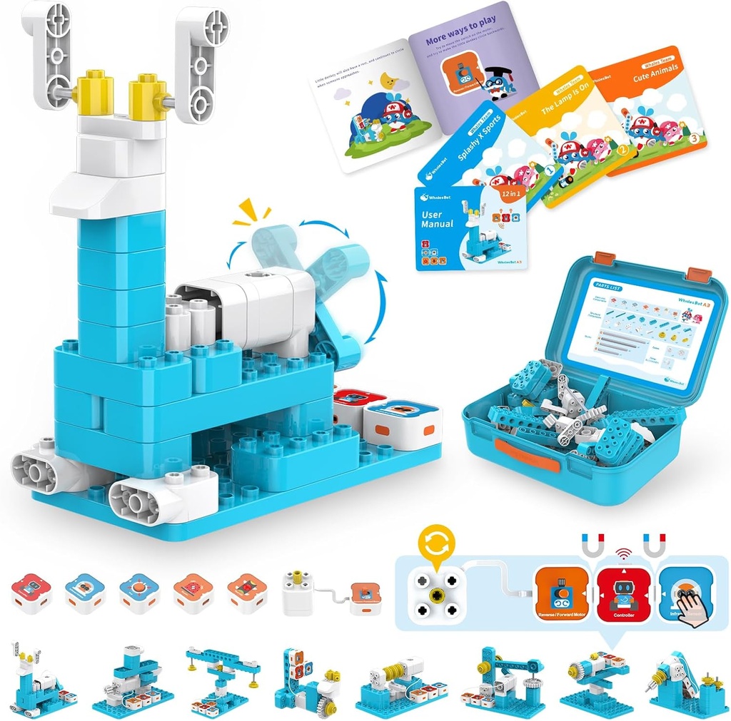 ValaatBot A3 12-in-1 STEM lohkot koodaus robotti Kit lapsille, 61-piece Educational Building Set interaktiivisella tarinankerronta, Ihanteellinen lelulahja pojille ja tytöille ikä 3-6