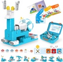 WhalesBot A3 12-i-1 STEM Blocks Coding Robot Kit för barn, 61-Piece Educational Building Set med Interactive Storytelling, Ideal Toy Gift för pojkar & flickor Ålder 3-6