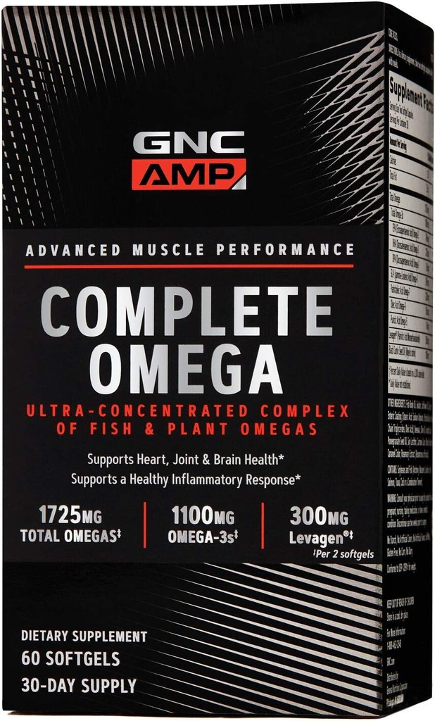 GNC AMP Complete Omega, tukee sydän, yhteinen, aivojen terveys, 60