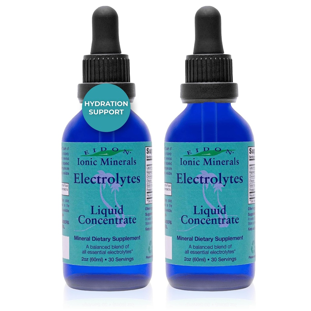 Eidon Elektrolyyttejä - Nestemäisiä Elektrolyyttipisaroita, Jonic Mineral supplement to Add to Water, Replenish & Balance Electrolyte Equilibrium, Hydration Support, makeuttamaton sokeri - 2 oz, 2 pakkaus