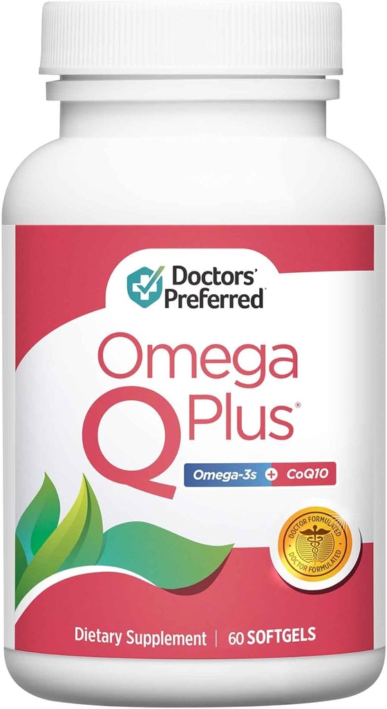 DOCTORS PREFERRED Omega Q Plus- Omega-3 och Q10 Supplement levererar Everyday Heart Health Support med 50 mg Q10 och ger antioxidantkraft (60 mjukgels)
