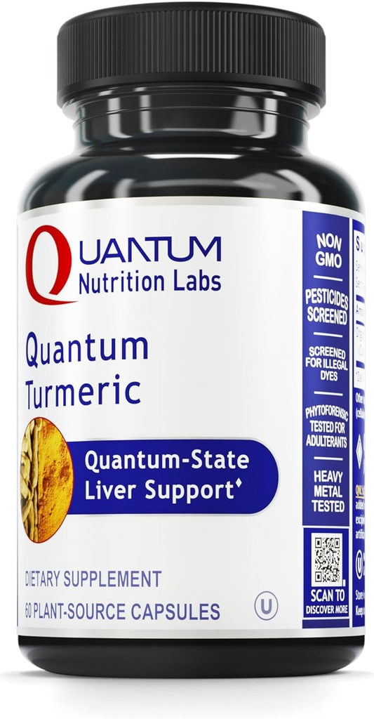 Quantum Nutrition Labs Turmeric - Turmeric Capsules, Turmeric Curcumin Supplement, Liver Support, 500 mg Curcuma Per Capsule - 60 Vegetariska kapslar