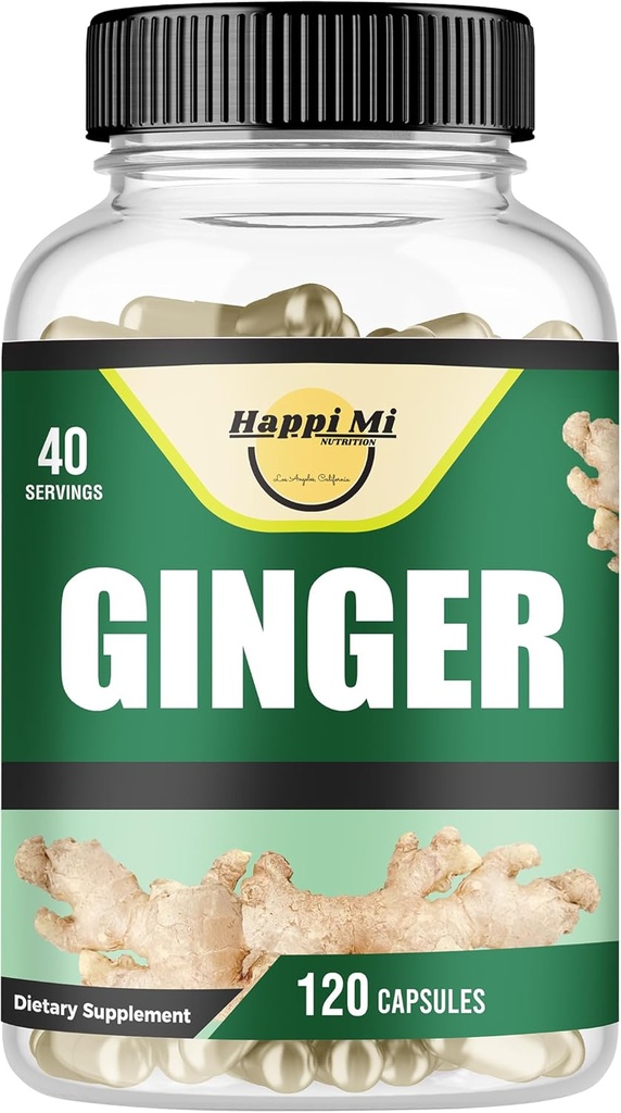 Ginger Root Capsules Made med Organic Ginger Root Powder 2500mg per portion, 120 Vegetable Capsule 40 portioner