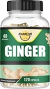 Ginger Root Capsules Made med Organic Ginger Root Powder 2500mg per portion, 120 Vegetable Capsule 40 portioner