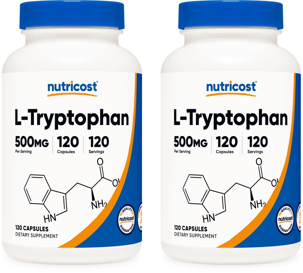 Nutricost L-Tryptofaani 500 mg, 120 kapselia (2 pulloa)
