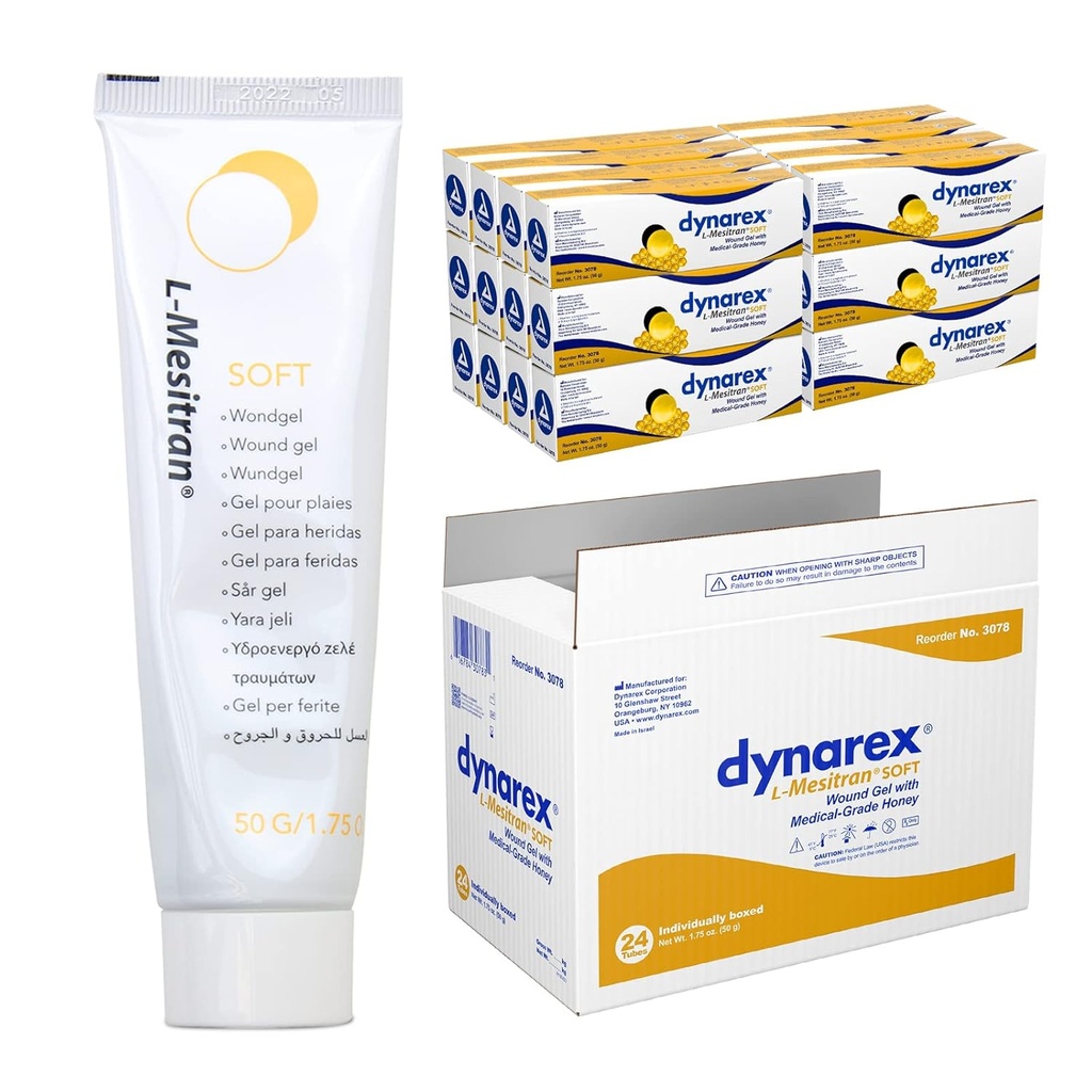 Dynarex Honey L-mesitran Soft Wound Healing Gel Medical Grade Honey, 1,75 Ounces, 24 Count