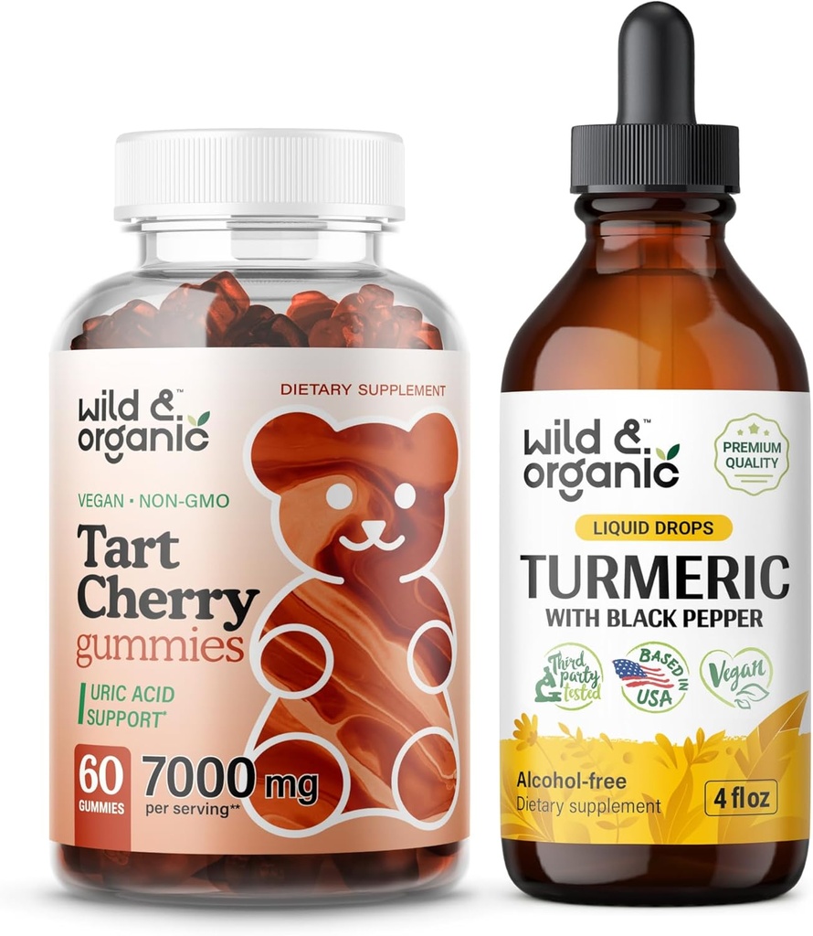 Wild & Organic Tart Kirsikka Gummies & Turmeric Tincture 4 fl oz