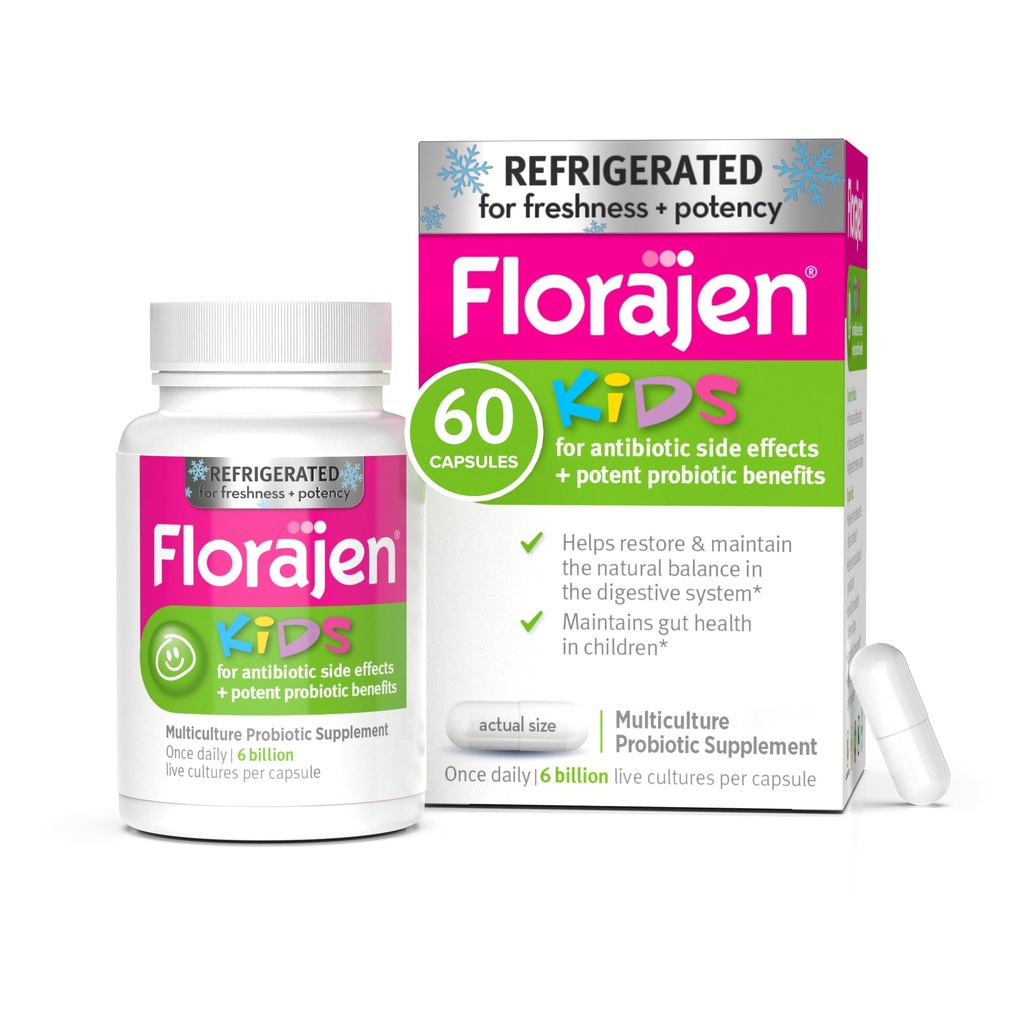 Florajen Kids Probiootti - Päivittäinen Gut & Immuuneja tukea lapsille 6 kuukautta & ylös - Ummetus, turvotus, & Ruoansulatuskanavan helpotus - Kylmätekniikka tuoreus & potenssi - 60 kapselia
